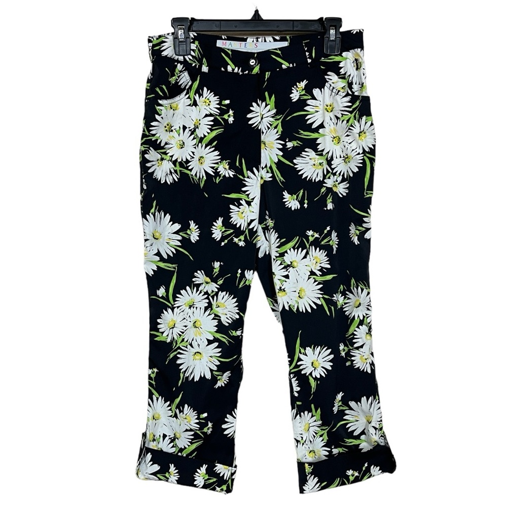 Masters Black and White Floral Cropped Pants